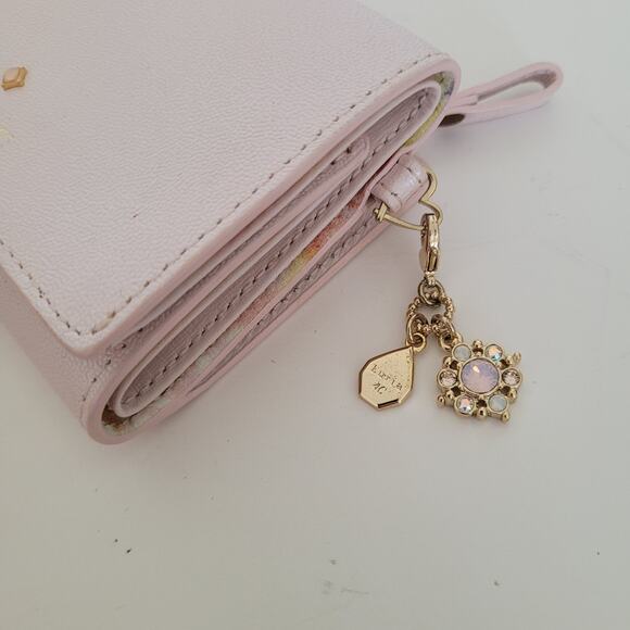 4C Luria Light Pink Saffiano Leather Wallet Floral Charm Designer Cute Small - Picture 3 of 10